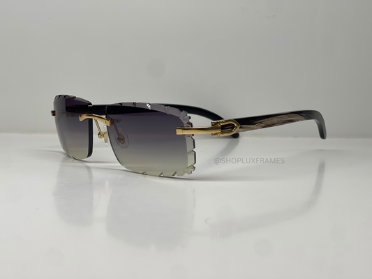 Luxury Buffalo Horn Frames Diamond Cut Dark Lens
