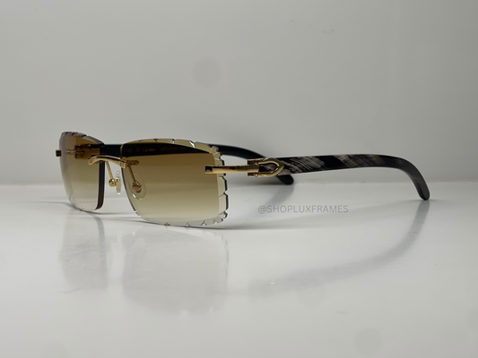 Luxury Buffalo Horn Frames Diamond Cut Dark Lens